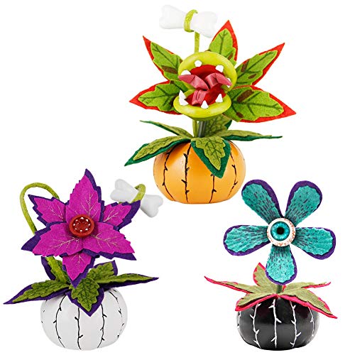Joliyoou Halloween Decoration, Set of 3 Artificial Flowers with Mini