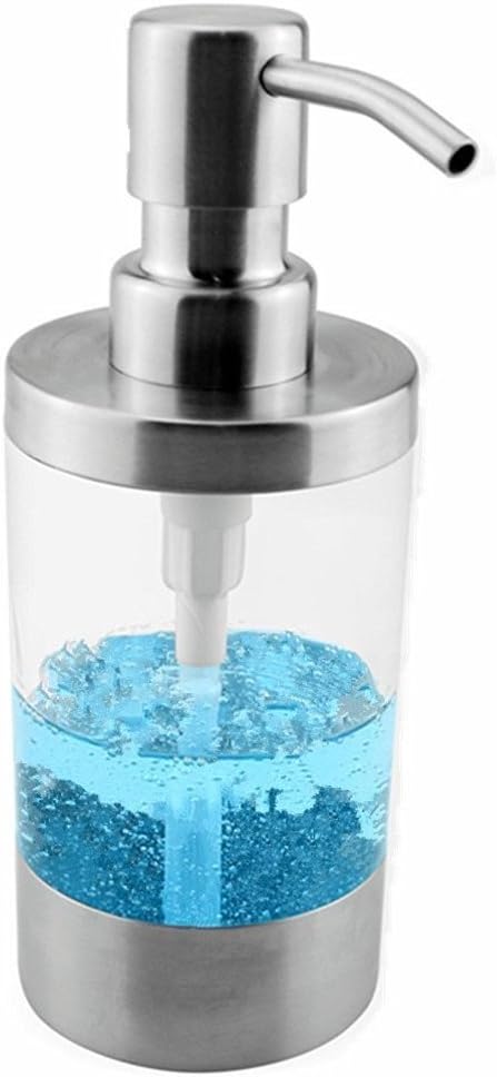 CozhomtekSUS 304 Stainless Steel Soap Dispenser Countertop Dispenser Clear Acrylic Pump Liquid Bottle Fit Bathroom and Kitchen (Satin Finished-A Style)