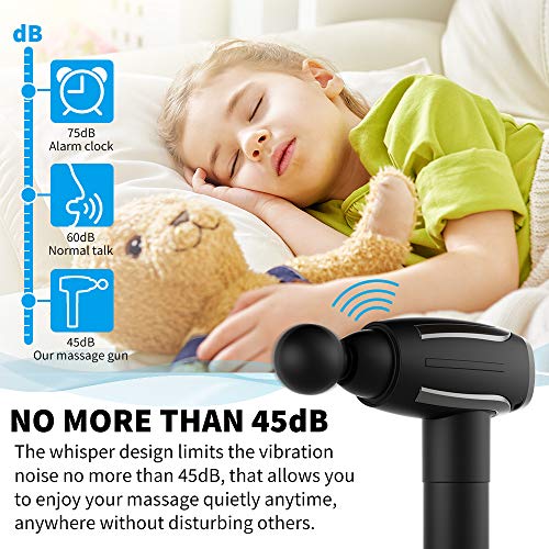 Powerful Massage Gun Handheld, 6 Speed Strong Percussion, 6 Heads, Cordless Portable Body Massager for Athletes Muscle Back Shoulder Neck Foot Soreness Relieve & Deep Tissue Relaxation, Whisper Quiet