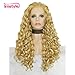 IMSTYLE Blonde Curly Wigs Density Synthetic Lace Front Wigs For Women Heat Resistant Synthetic Hair Drag Wig Part Freely 26 Inch