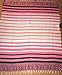Huge Fringe Blanket Beach Towel Pink White and Black Striped