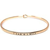 by you Inspirational Positive Message Engraved Thin Cuff Bangle Hook Bracelet