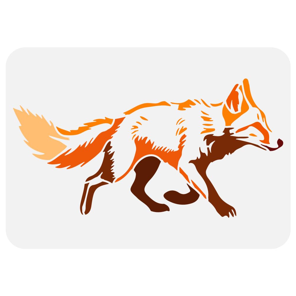 FINGERINSPIRE Running Fox Stencil for Painting 21x29.7cm Plastic PET Fox Pattern Drawing Template Hollowed Walking Fox Painting Stencil Decorative Animal Theme Template for Wood Wall Decoration