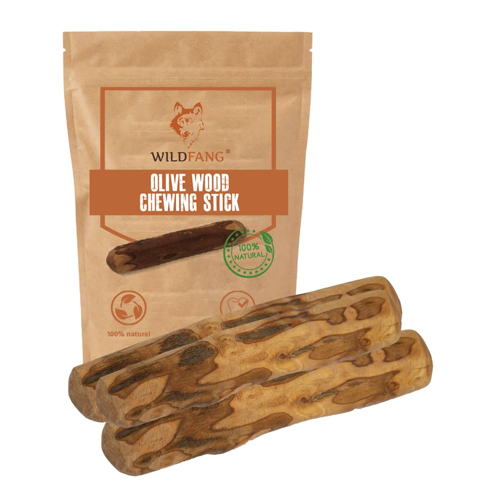 Wildfang® Olive Wood Dog Chew, Large - Tough Dog Chew Toys for Aggressive Chewers, Puppy Chews Sticks for Teething, Training for Chewing Muscles, Olive Sticks for Dogs (Over 25kg), 3pack