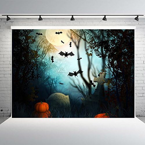7x5ft Halloween Photo Backdrop Vinyl Pumpkins and Gravestone Background for Photography Party Decorations