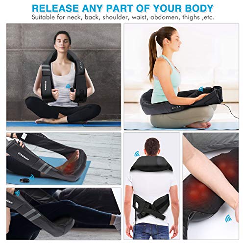 2019 New ELEGIANT Shiatsu Neck and Back Massager Wireless Remote Control-Inside The Small Pocket of The Massager, Electric Shoulder Massage with 3D Kneading Massage for Muscles Pain Relief Relaxation