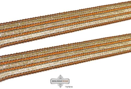 Free Shipping Golden Ribbon Garment Fabric Trim Braided Stripe Apparel Sari Border Lace 1 Yd