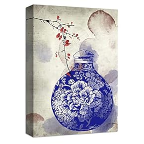 Canvas Wall Art Traditional China Painting Artwork for Home Prints Framed - 12x18 inches