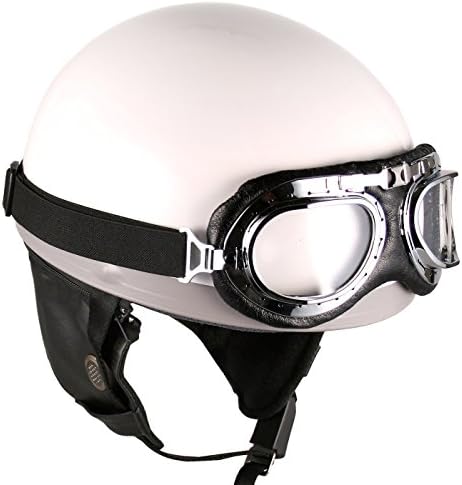 Vintage White Motorcycle Goggles Garman Style Half Helmets Motorcycle Biker Cruiser Scooter Touring Helmet