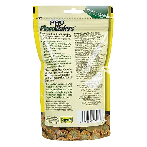 TETRA PRO PLECOWAFERS 5.29 OUNCES, NUTRITIONALLY BALANCED VEGETARIAN FISH FOOD FOR BOTTOM FEEDERS, CONCENTRATED ALGAE CENTER