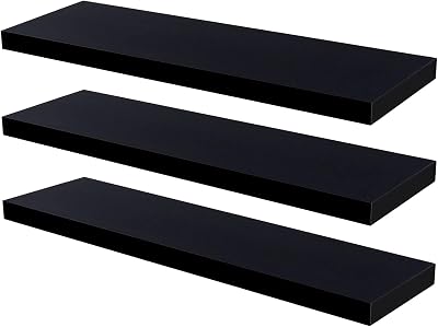Harbour Housewares Modern Floating Wall Shelf 100cm Black Pack of 3