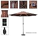 Sundale Outdoor 11FT 40 LED Lights Aluminum Patio Market Umbrella Hand Push Tilt Crank, Garden Pool Solar Powered Lighted Parasol, 8 Ribs, Coffee