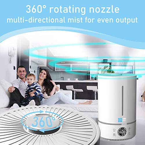 Upgraded 2020 Top-Fill 6L Cool Mist Large Humidifier for Home - 360° Humidifiers for Large Room, Bedroom, Basement - Easy to Clean & Fill - Auto Off, For Whole Home, Quiet for Babies, Kids (White) - Thumbnail 3