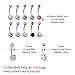 BodyJ4You 12PCS Belly Button Ring Set CZ Crystal Stainless Steel Navel Bar Body Piercing Value Pack
