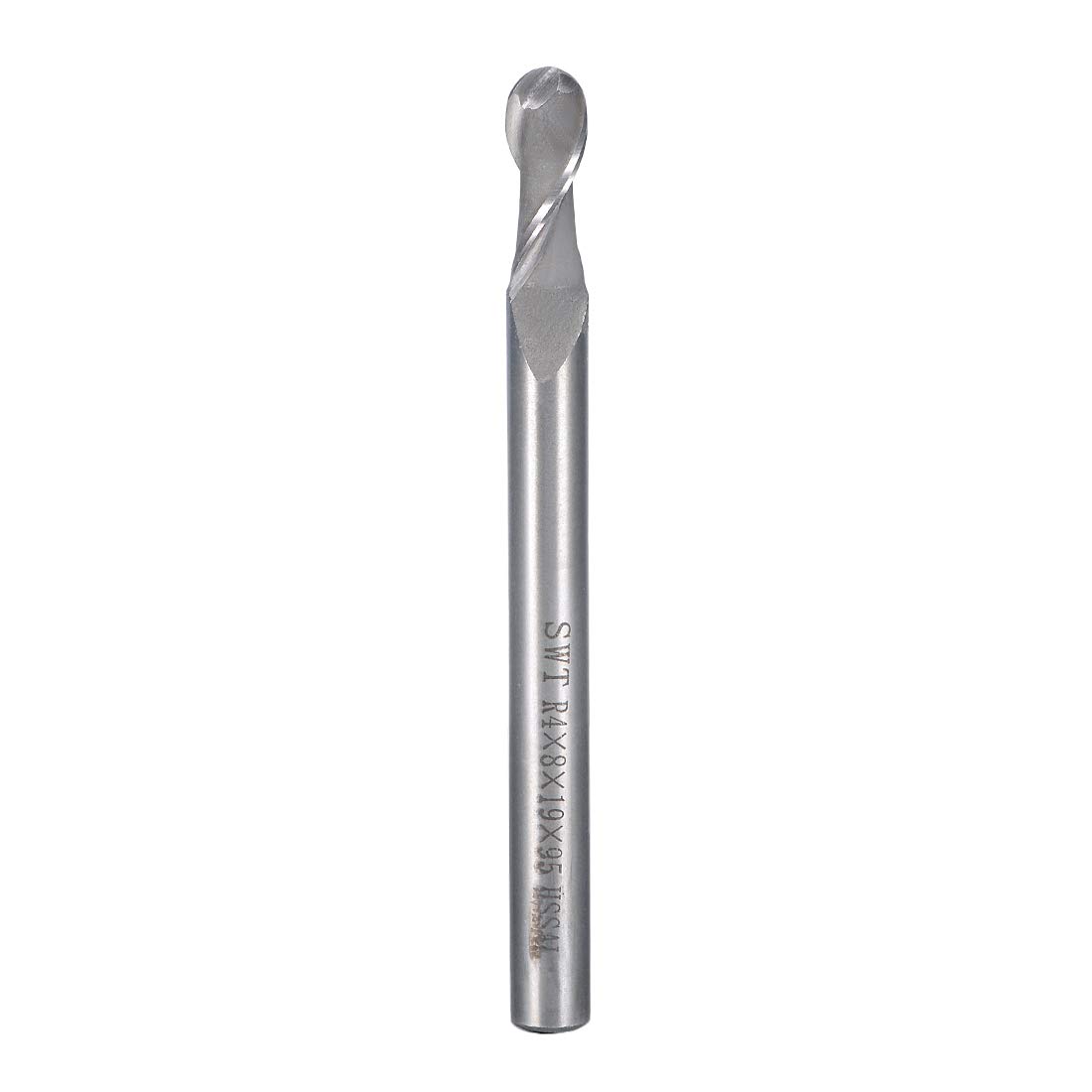 Sourcingmap Ball Nose End Mill CNC Router Bit 2 Flute Spiral Tool, R4 x 8 x 19 x 95mm