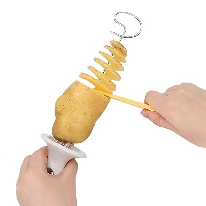 NNMNBV Kartoffelspiralschneider Kreatives Kochen Werkzeuge Rotato Kartoffelschneider Schneider Edelstahl + Kunststoff DIY Manuell Küchenwerkzeug gedrehte Tornado-Spirale Kartoffelchips