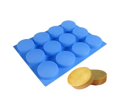12 Bar Silicone Round Shaped Soap Molds Handmade for Hand soap, Chocolate, Cake, Baking