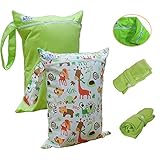 Babyfriend Baby Waterproof Washable Reusable Wet and Dry Cloth Diaper Bag,Double zippered Organizer Bag,2PCS