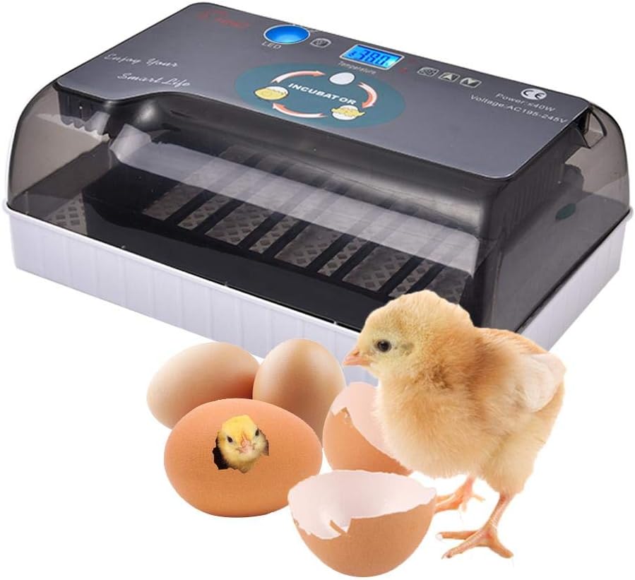 Digital Fully Automatic Egg Incubator Hatching 4-35 Eggs Temperature Control Hatching Equipment Poultry Hatcher with Different Egg Tray for Chickens Ducks Goose Birds