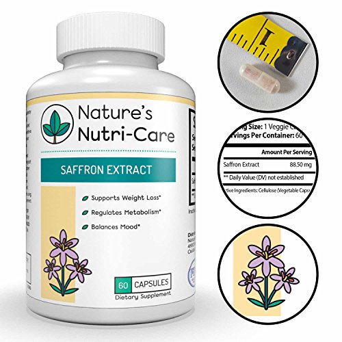 Nature's Nutri-Care Pure Saffron Extract - 88.5 mg - 60 or 180 Capsules - Appetite Suppressant and Metabolism Booster Weight Loss Supplement - Made in USA, 60