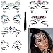 6 Sets Rhinestone Mermaid Face Jewels Gems, Bindi Crystals Eyes Face Body Stickers Temporary Tattoos For Music Festivals Bohemian Coachella Professional Make Up Dancer Costume Parties