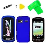 Blue Hard Case Phone Cover + Extreme Band + Stylus Pen + LCD Screen Protector + Yellow Pry Tool for LG Xpression 2 C410 (Blue)
