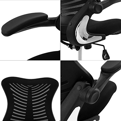 Homevol Ergonomic Swivel Drafting Chair, Height Adjustable Breathable Mesh Back with Steel Footring, Flip-up Padded Armrest Wheel Fabric Lumbar Support Seat - Thumbnail 6