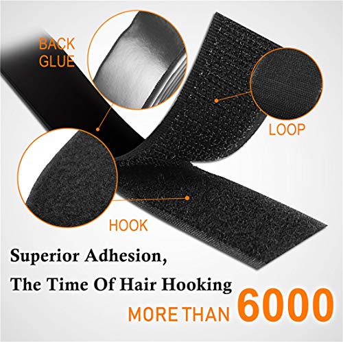 Holotap 4 Inch Wide 6.5 Ft Long Sticky Back Hook and Loop Tape Roll, Self Adhesive Fastener Strips, Black | 6.5ft x 4in Roll (4 Inch Wide Black)