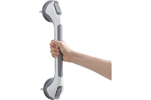 TAILI Shower Grab Bar 16 Inch Suction Cup Grab Bars for Bathroom, Removable Shower Safety Handle Heavy Duty Bathtub Grip for Seniors & Elderly, Strong Handrails No Drilling Waterproof, Grey