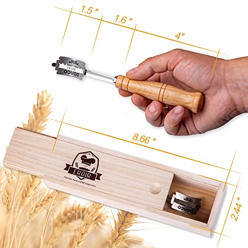EROIR Bread Lame Tool in Wooden Storage Box Dough Scorer with 5 Razor