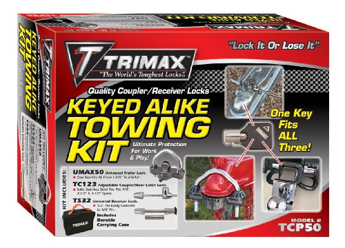 Trimax TCP50 - Paquete combinado de cerradura de remolque (con llave igual), color negro