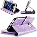 UrbanDrama Case for Galaxy S7 Edge, S7 Edge Wallet Kicktand Shiny Luxury Folio Flip PU Leather Wristlet ID Credit Card Slot Cash Pocket Phone Case Compatible for Samsung Galaxy S7 Edge, Purple