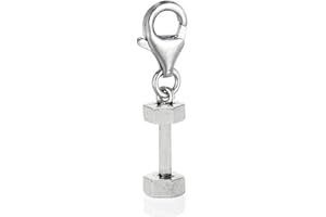 Barbell Weight Dumbell Gym Fitness Clip on Charm for Bracelets or Necklace Pendant lobster clasp charm
