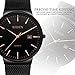 Mens Watches Black Stainless Steel Wrist Watch Analog Quartz Business Watches Waterproof with Mesh Band