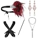 ZeroShop 1920s Accessories Headband Earrings Necklace Gloves Cigarette Holder (Medium, M14) primary