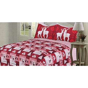 Amazon.com: Christmas Quilt Bedspreads 3 Piece Set - Bedspread Coverlet and Holiday Pillow Shams 