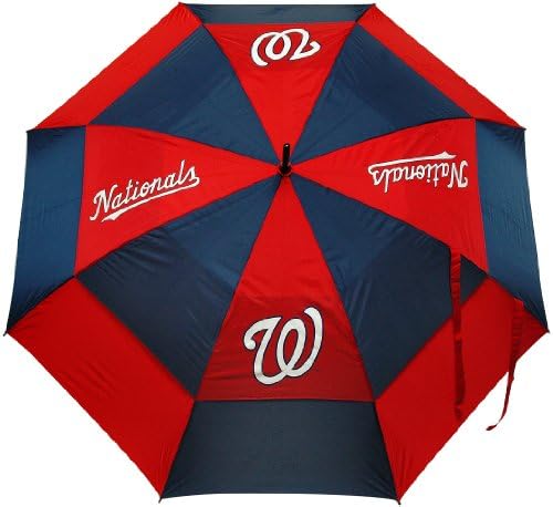 Team Golf MLB Washington Nationals 62" Golf Umbrella with Protective Sheath, Double Canopy Wind Protection Design, Auto Open Button
