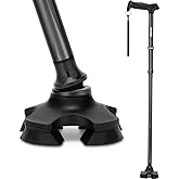 REHAND Walking Cane for Men & Women - Foldable, Adjustable, Lightweight, Self Standing Pivot Walking Cane, Soft Handle Grip, 