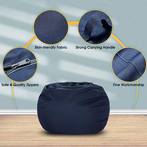 Goodking Stuffed Animal Storage Bean Bag Chair Cover for Kids, Zipper
