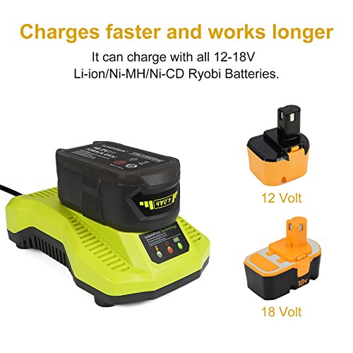 FLAGPOWER Li-ion & Ni-cad Ni-Mh Battery Charger 12V MAX and 18V MAX For Ryobi ONE Plus