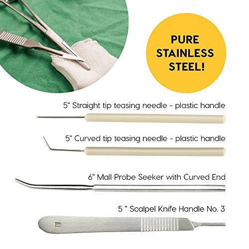 4 Pack 20 Pcs Advanced Biology Lab Anatomy Medical Student Dissecting Dissection Kit Set With Scalpel Knife Handle Blades - Thumbnail 4