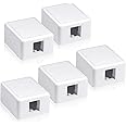 VCELINK Keystone Jack Surface Mount Box 1-Port for UTP Cat6/Cat5e/Cat5 RJ45 Keystone Jacks, 5-Pack, White