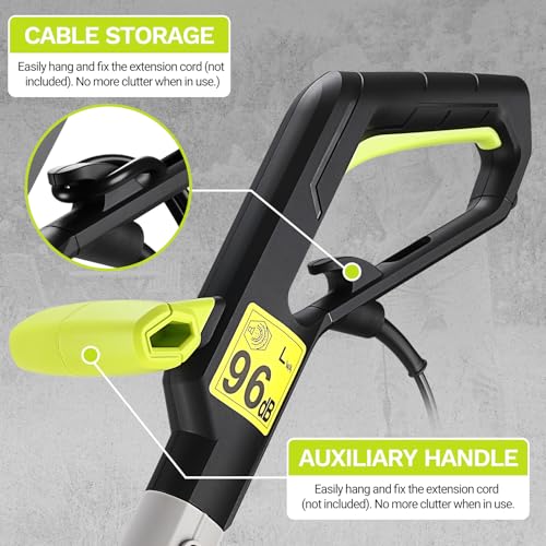 DEKOPRO Tagliabordi Elettrico a Doppio Filo 250 W: Connettore Maschio Standard, Larghezza Taglio 23 cm, Inclusi 3 Bobine di Filo, Ideale per Prati, Giardini e Diserbatura Erbe Infestanti