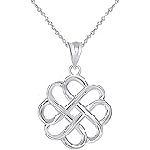 Claddagh Gold Polished 925 Sterling Silver Endless Love Good Luck Irish Celtic Knot Pendant Necklace