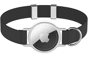 ZOWPET AirTag Cat Collar,Ultra Elastic Cat Tracker Collar with Apple Air Tag Holder, [Lightweight][Scratch Resistant] Stepless Adjustable GPS Pet Collar for Cats Kittens (Black)