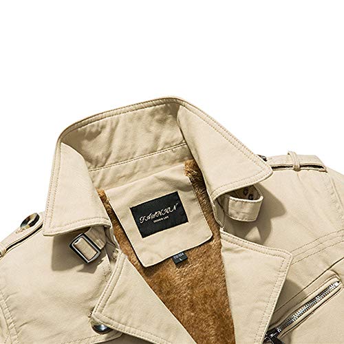 Black Friday Shirts For Men GOVOW Button Up Shirts For Men Winter Sale Thermal Leather Jacket Top Coat(US:14/CN:XXXL,Khaki) - Thumbnail 4