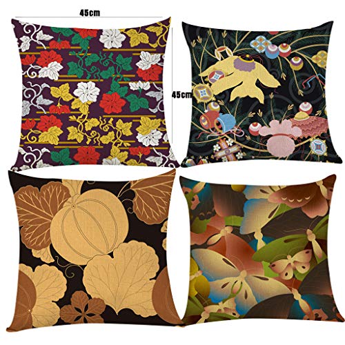 ☀ Dergo ☀ Pillow Case 4pcs Traditional Pattern Linen Pillow Pillowcase In Decorative Bedding 45X45 - Thumbnail 4
