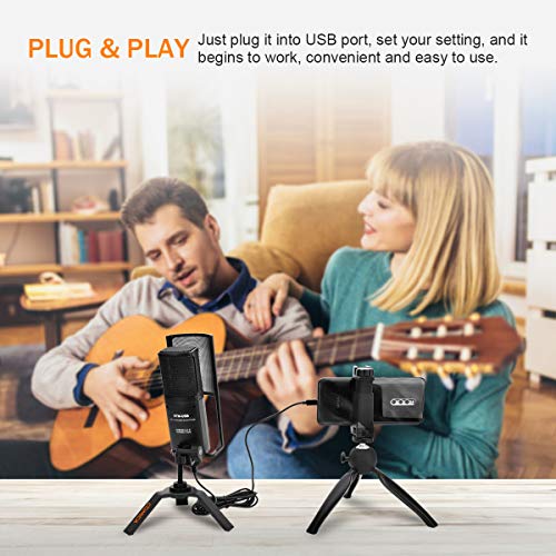 USB Microphone, COMICA STM-USB Professional Cardioid/Bi-Directional Condenser Microphone for Laptop/Computer/Gaming PC/Smartphone Recording Vocals, Voice Overs, Livestreaming, YouTube Video, etc