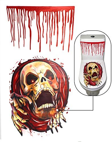 ZKLKLO Holloween Horror Toilet Seat Grabber Stickers Holloween Wall Stickers Party Accessory Halloween Props Best Halloween Decorations-Skull Head
