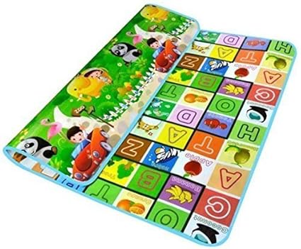 Shreeji Ethnic Kids Waterproof Alphabets and Fruits Learning Educational Play Mat (120x180cm, Green)